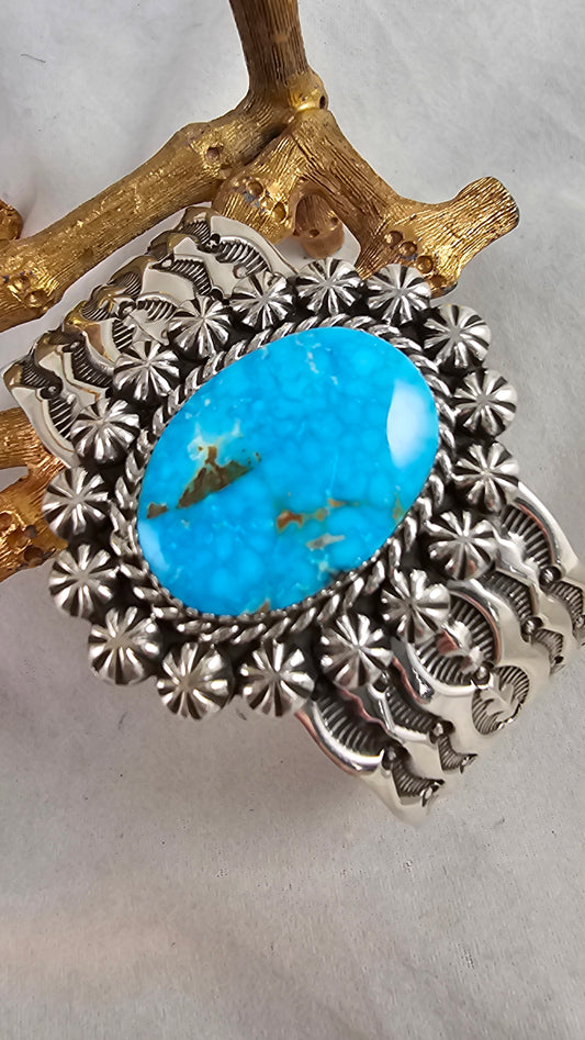 Turquoise and sterling cuff