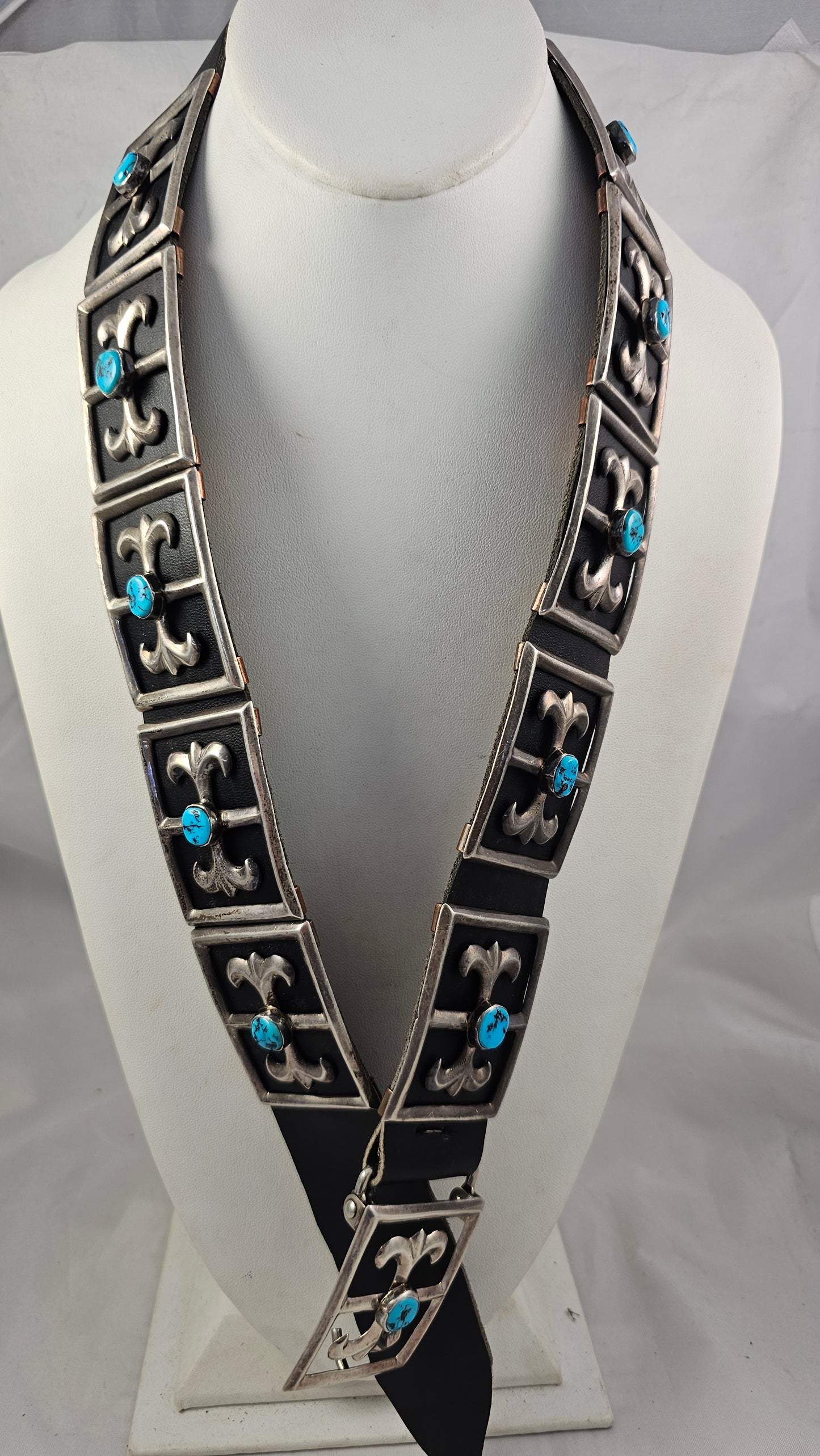 Fleur de lis turquoise concho belt