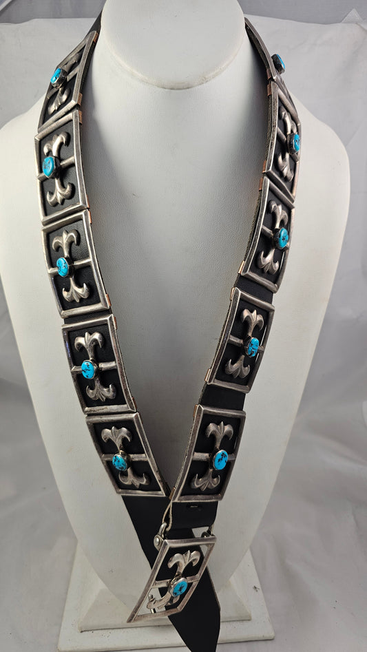 Fleur de lis turquoise concho belt