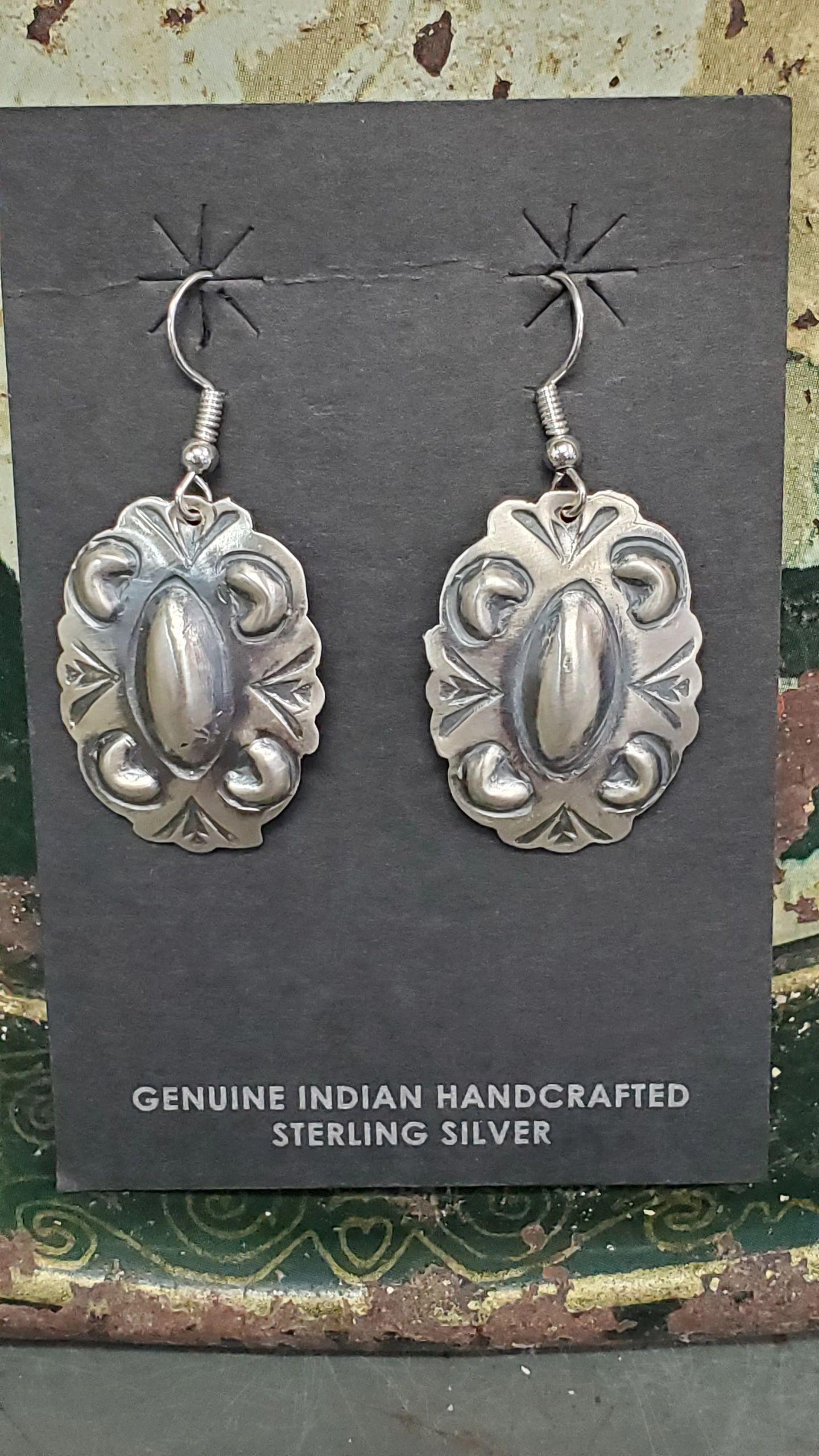 Antiqued stamped concho earrings small - Albuquerque Pawn Shop