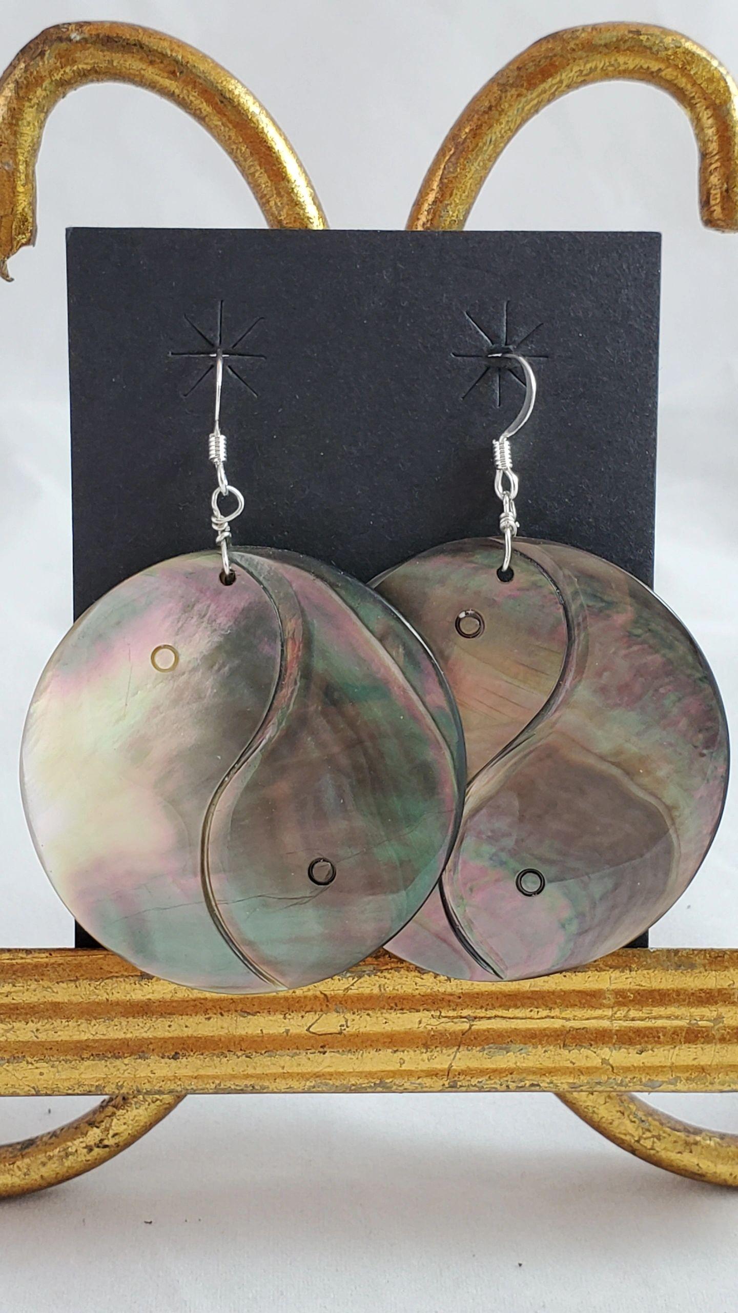 Yin-Yang Abalone Shell earrings - Albuquerque Pawn Shop