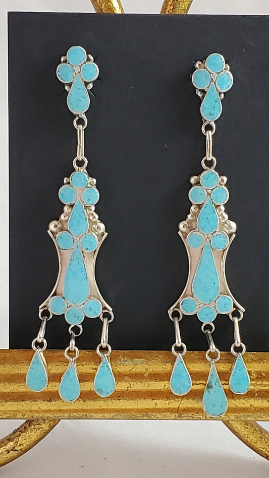 3" Dishta Turquoise Inlay dangles - Albuquerque Pawn Shop