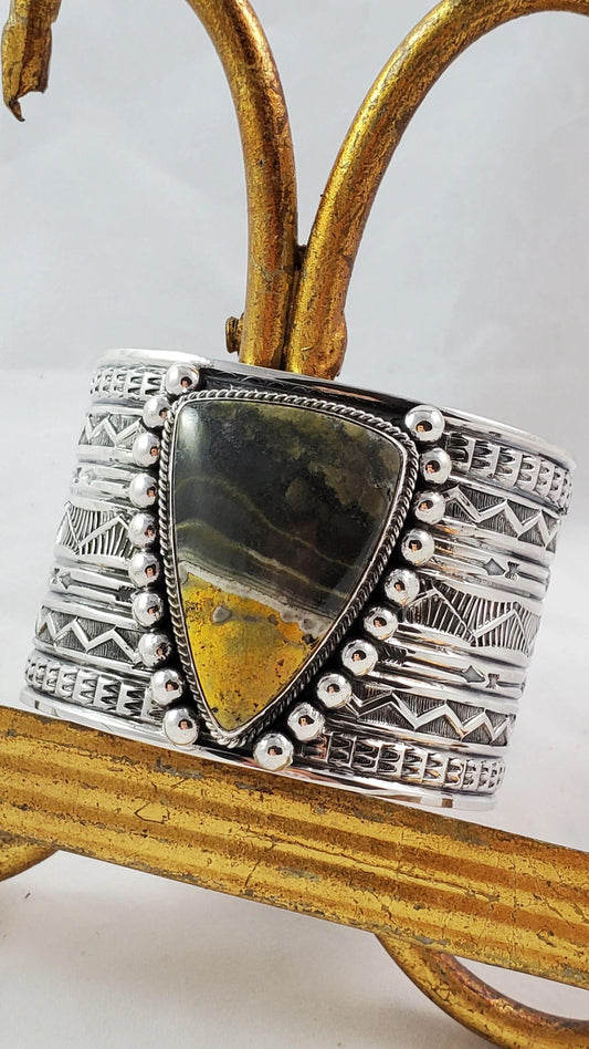 Heavy Bumblebee Jasper Cuff - Albuquerque Pawn Shop