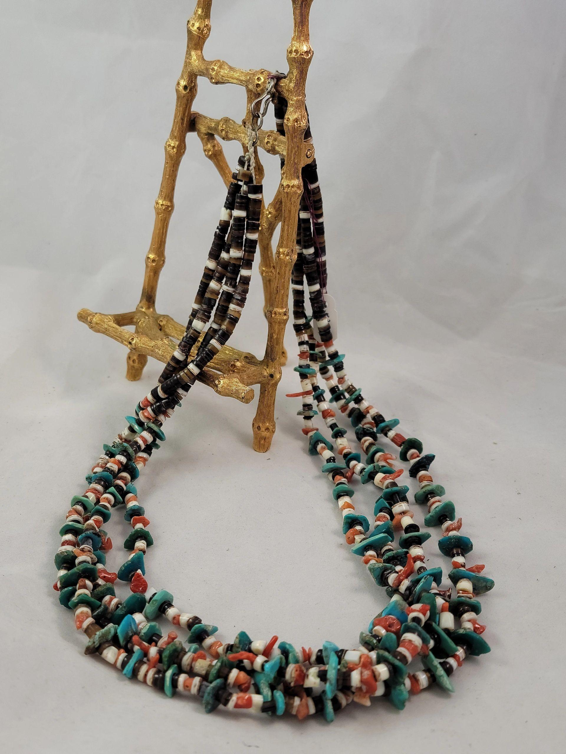 Turquoise & coral multistrand necklace - Albuquerque Pawn Shop
